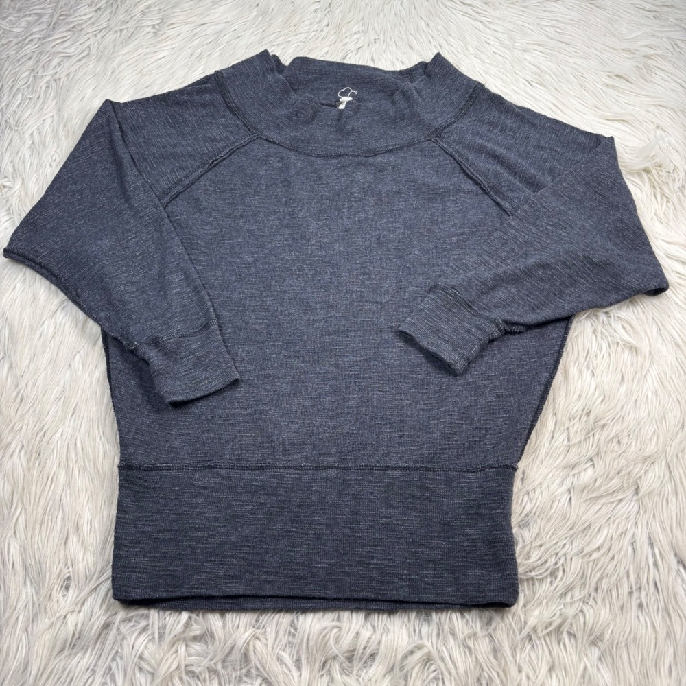 We The Free by Free People Women's XS Gray Palisades Thermal Off-Shoulder Top